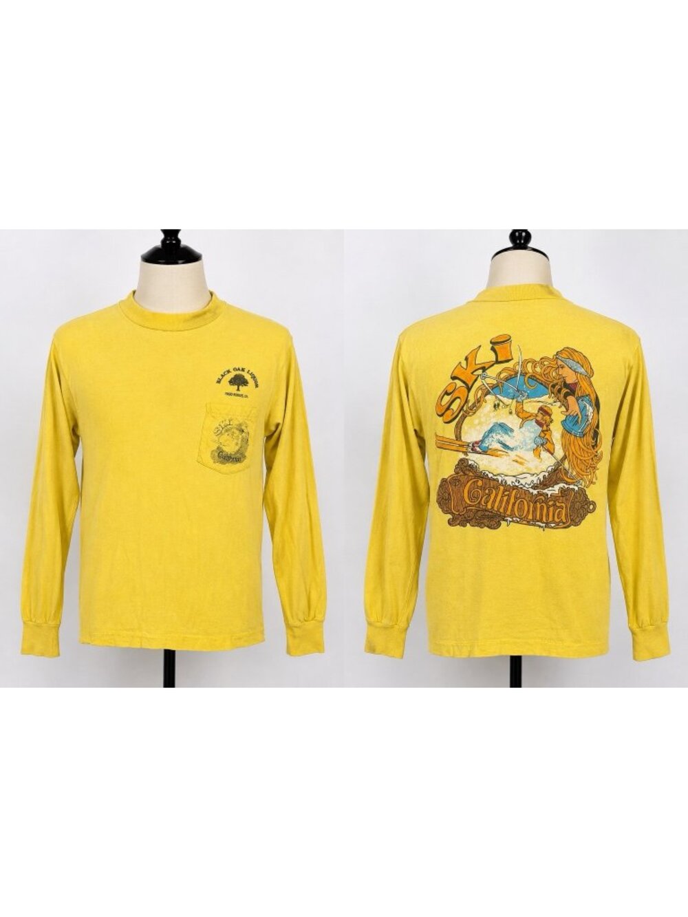 Vintage Black Oak Liquor Ski California Pocket Long Sleeve T-Shirt USA S/M 80s